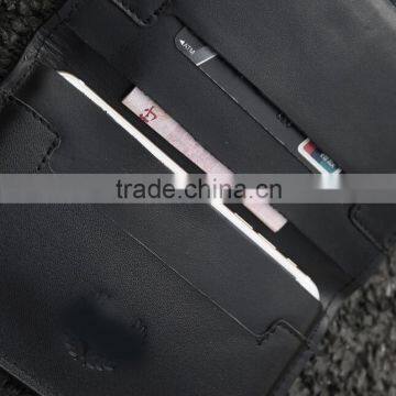 Black Genuine Nappa Leather Snap Buttons Men Mobile Phone Case Phone Purse Small Wallet With Card Slots photo-5