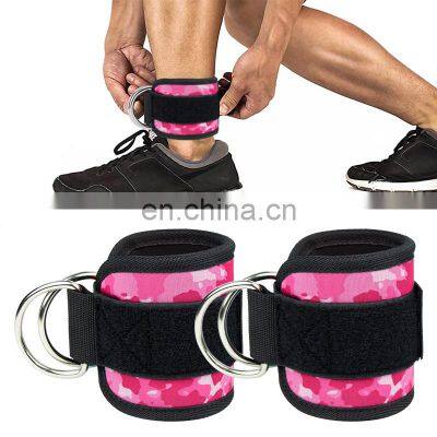 Weight lifting Custom Printing Camouflage Cable fitness Gym padded ankle strap gym for cable machine