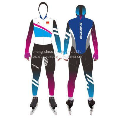 2022 new custom long track skating skin suit racing suit rubber skin suit speed skating clothing