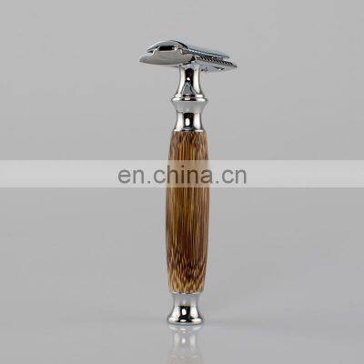 Double Edge Safety Razor with Long Natural Bamboo Handle Safety Razor Wood  Eco Friendly  For Men or For Women