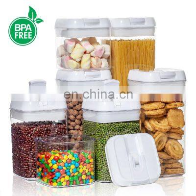 Custom Labels Air Tight Stackable 7pieces Food Storage Boxes Bins Kitchen Airtight Plastic Food Storage Containers Set with Lid