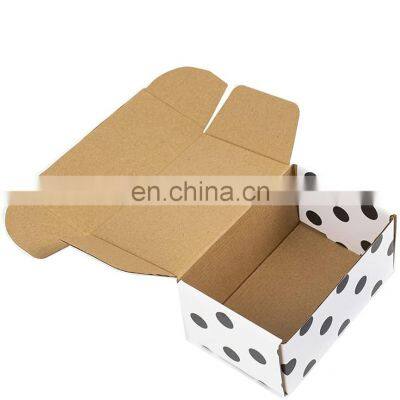 oem odm  white custom Small black polka dot corrugated cardboard mailer transport box Cardboard delivery shipping box