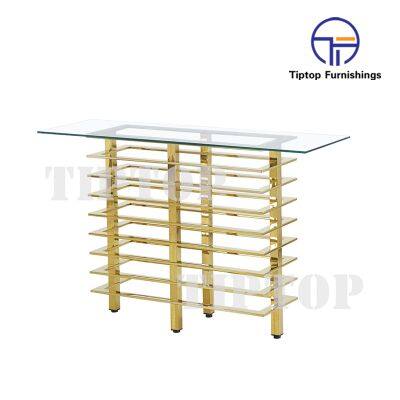 Italian Contemporary Nordic Style LIVING ROOM Brass Stainless Steel Console Table Modern photo-2