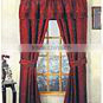 5PCS JACQUARD WINDOW CURTAIN WITH ATTACHED VALANCE WITH 2TIEBACKS