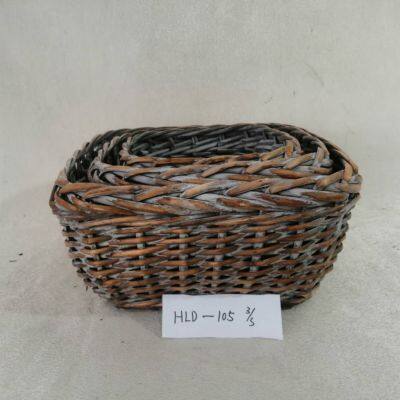 Cheap Willow Baskets Grey Wicker Baskets Hot Selling 