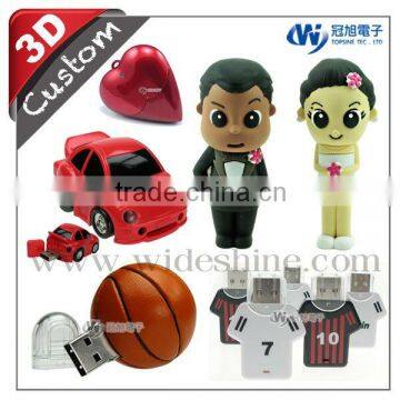 OEM usb sticks with 3D Custom USB Drives for wedding favor gift item