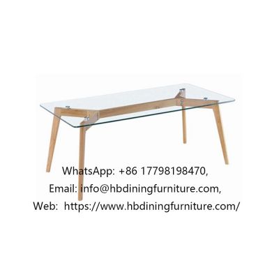 Luxury Rectangular Glass Top Metal Leg Dining Table