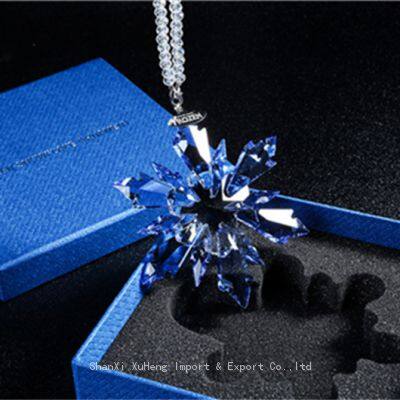 High Quality Crystal Snowflake Pendant Car Hanging Crystal Glass Ornament With Gift Box photo-4