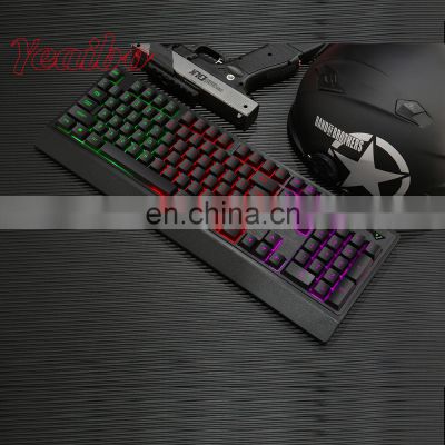 yeaibo cheap 104 keys LED colored computer keyboard waterproof desktop mixing wired set silent  Standard  office gaming keyboard