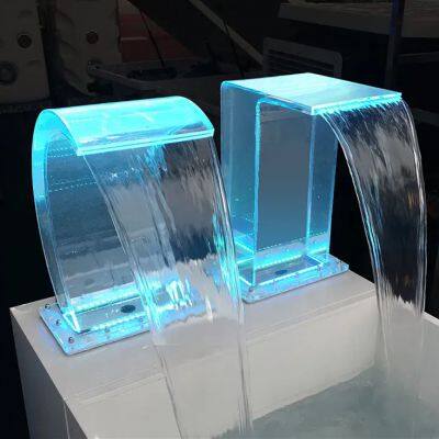 SPA Equipment Transparent RGB Led Light Water Curtain Swimming Pool Acrylic Fountains Jet Waterfall