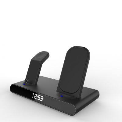 Multifunctional magnetic Alarm clock clock four in one wireless charge for mobile phone headphone watch