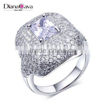 Newest Statement Fashion Pave Setting Cubic Zirconia Chunky Bridal Wedding Ring photo-2