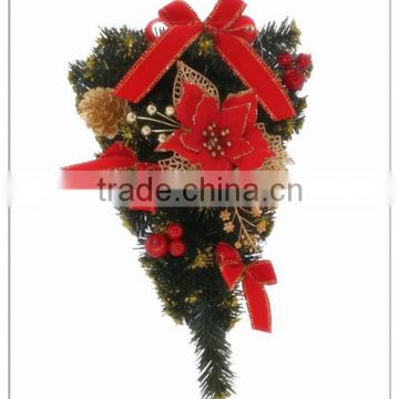 China Made PVC Garland Wreath with Flowers and Ribbons Items For Christmas Outdoor Ornament