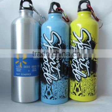 Hot sale 750ml Aluminum Light Water Bottle with normal cap and carabineer