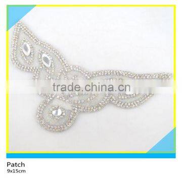 Hot Fix Crystal Rhinestone Applique Heart Shape Shiny Rhinestone Patch 11x21.5cm photo-3