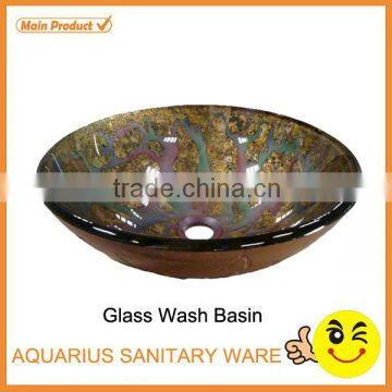 latest round shape glass banjo bathroom sink top