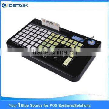 K78B Cheap POS Keyboard 78 Switches with Rail Card Reader