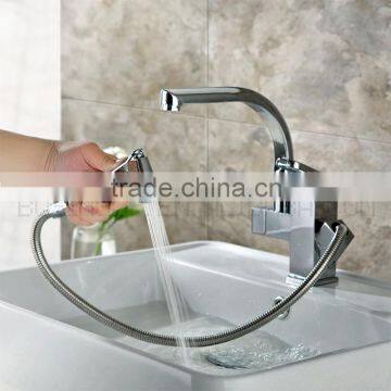 2016 China New Design Dual Handle Double Outfall Brass Push Button Faucet
