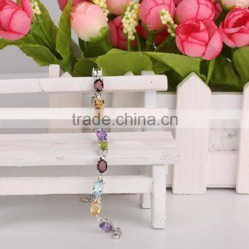 2015 China Supplier Fashion Jewelry New Product Wholesale White Plated Natural Color Stone Bracelets for Women photo-3