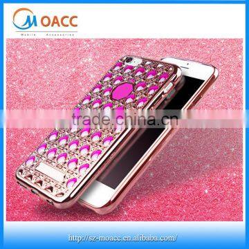 3D agate stones diamond electroplating tpu case for iphone 6,for iphone 6 Plating TPU Case 2016
