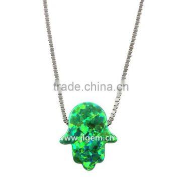 Synthetic Green Opal Hamsa/Hand With 925 Sterling Silver Necklace Jewelry For Wedding Dresses photo-6