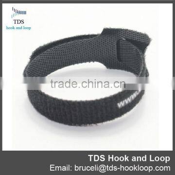 Hot Sale Elegant Black Reusable Custom Logo Hook and Loop Cable Tie