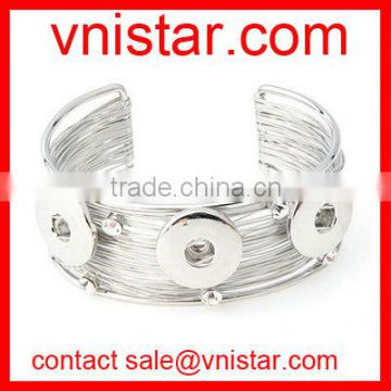 Vnistar alloy metal snap button cuff bangle jewelry for 18mm snap button charm wholesale NBR005-1