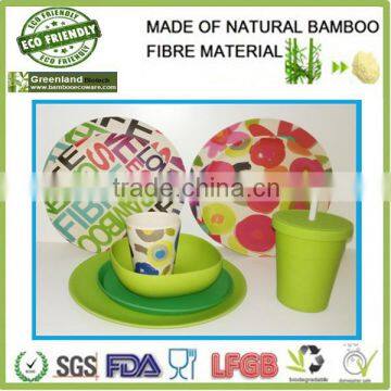 pink cup bowl plate fashion eco friendly bamboo firber tableware dishes dinner set