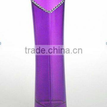 Heart shaped tall glass vase with bling for home decoration wholesale