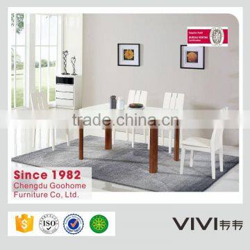 2016 wholesale modern furniture wooden dining table with glass top designs