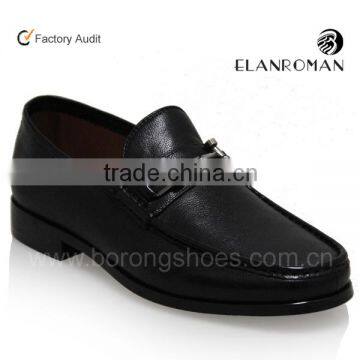 Black leather dress style men men custom loafers