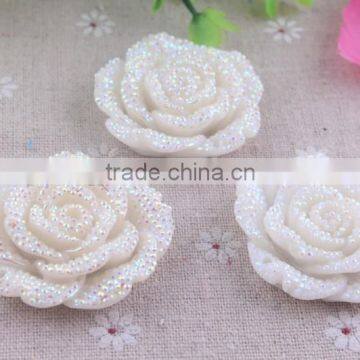 Wholesale fashion resin rhinestone flower pendant!resin large plastic flower beads in bulk!