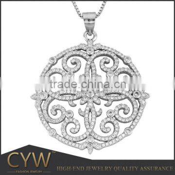 CYW women accessories 2015 round design handmade micro pave CZ 925 sterling silver Pendants & Charms