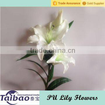 Real touch home decoration long casing stem white PU lily flowers