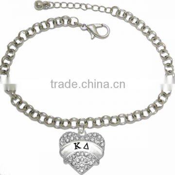 Genuine Austrian Clear Crystal GAMMA PHI BETA SORORITY Charm Chain Link Bracelet photo-4