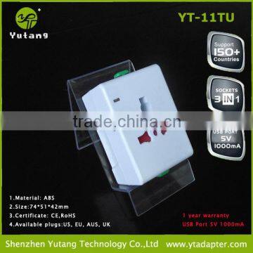 Small USB Travel Adapter Usb 5v 1000mA Universal Plug Can Used for 150 Countries