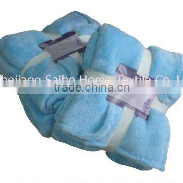 pure color micro short plush fleece fold edge blanket