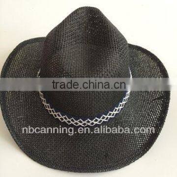 men'/women's black paper straw beach hats/fashion cowboy hats