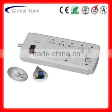 8-outlet American power strip with RJ45 protection