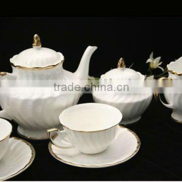 gold rimmed bone china tea set