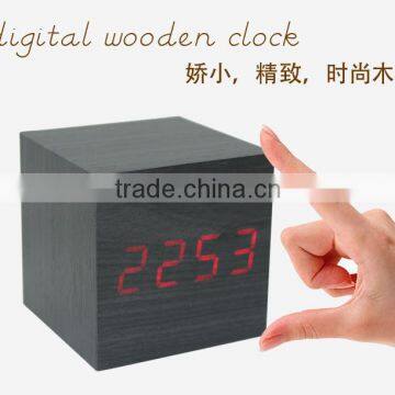 hot sale portable LED digital wooden clock ,alarm clock