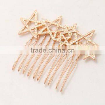 Fashion gold plated star wedding hair pieces hair comb hair accessory