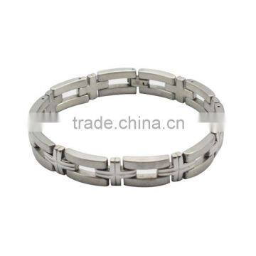 Silver 316L Stainless Steel Link Chains Cross Bracelet