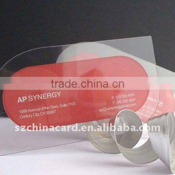 Die cut transparent clear plastic business card