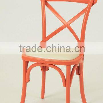 Tomato color X back design wedding armless chair/ wood Cross Back Chair(CH-532)