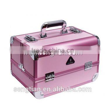 Pink cosmetic train case make up kit F2670P