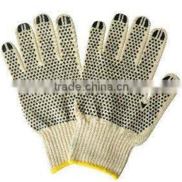 Polyester/cotton knitted gloves with pvc dots on two side