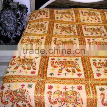 INDIAN BED COVER BEDSPREAD TAPESTRY THROW India Ethnic work