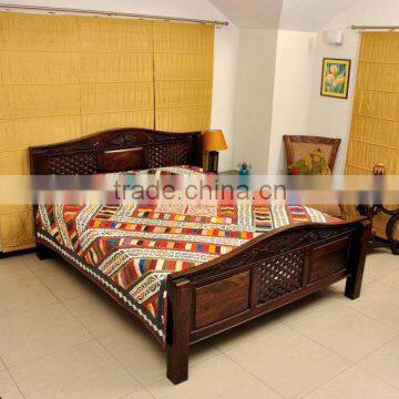 Indian Multi Cut Work Applique Bed Cover Tribal Applique Bedspred