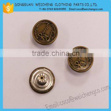 China high quality metal buttons for jeans/ new fashion moving metal jeans buttons